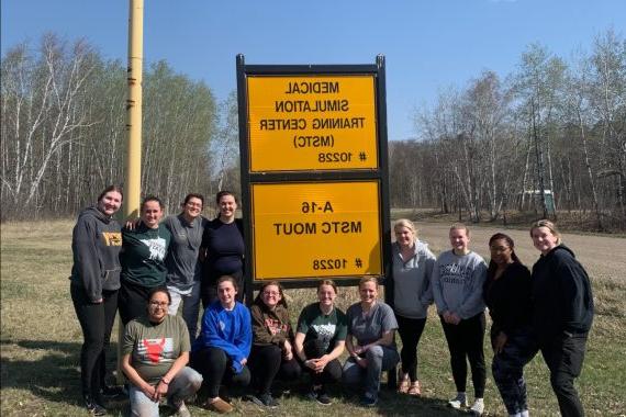 A group of Nursing students gathered at Camp Ripley Training Center.